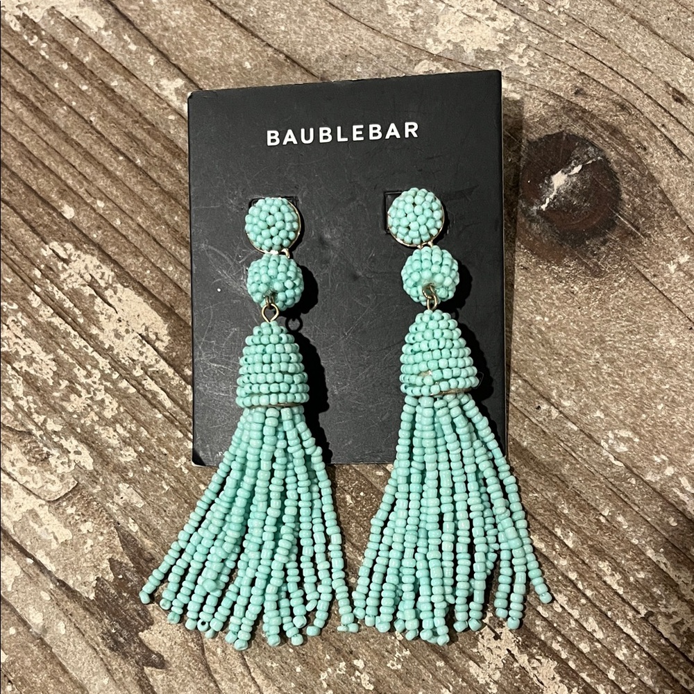 BaubleBar Aqua Beaded Drop Earrings